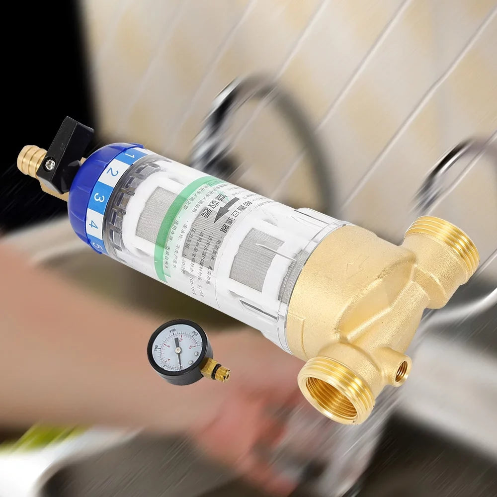 Reusable Spin Down Sediment Water Filter Home Water Filter Remove Sediment Sand Water Pipe Pre-filter 50℃ Water Filter