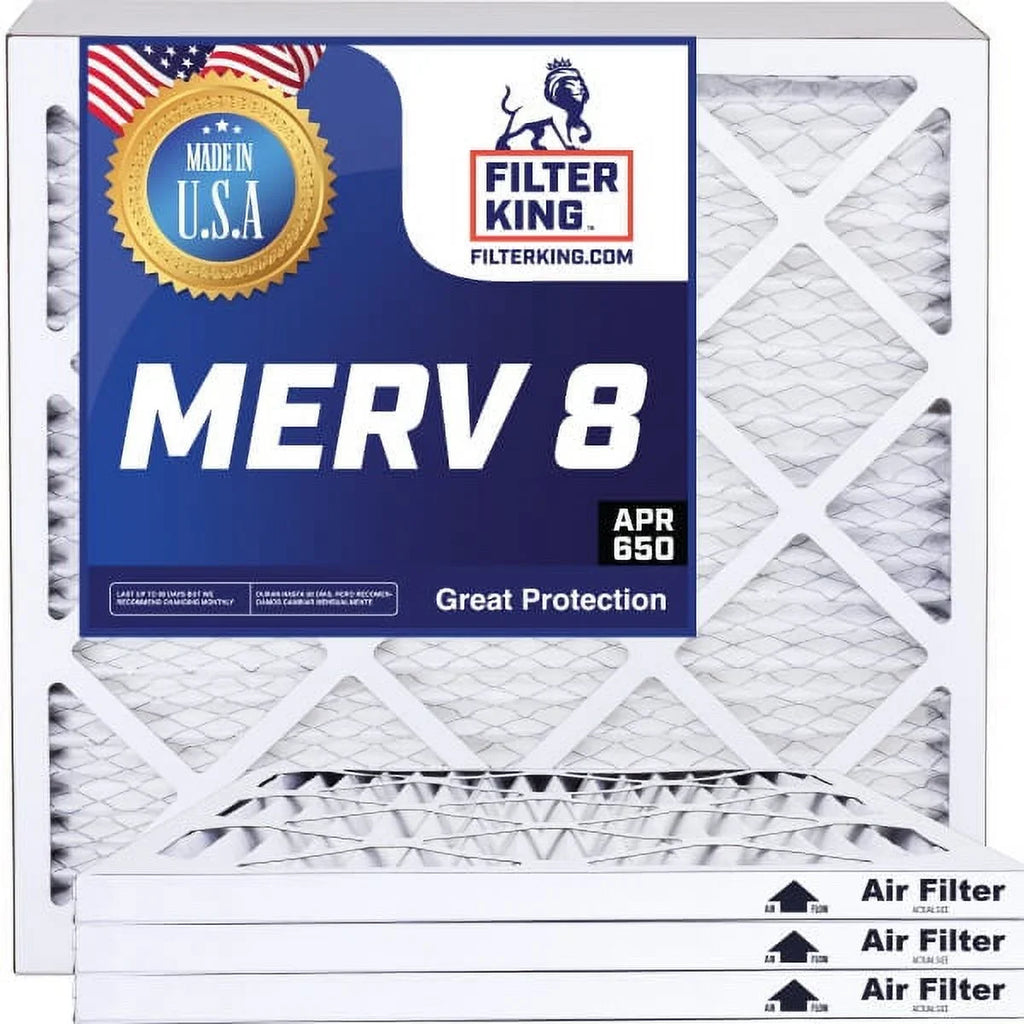 Filter King 24x10.5x1 Air Filter | 4-PACK | MERV 8 HVAC Pleated A/C Furnace Filters | MADE IN USA | Actual Size: 24 x 10.5 x .75"
