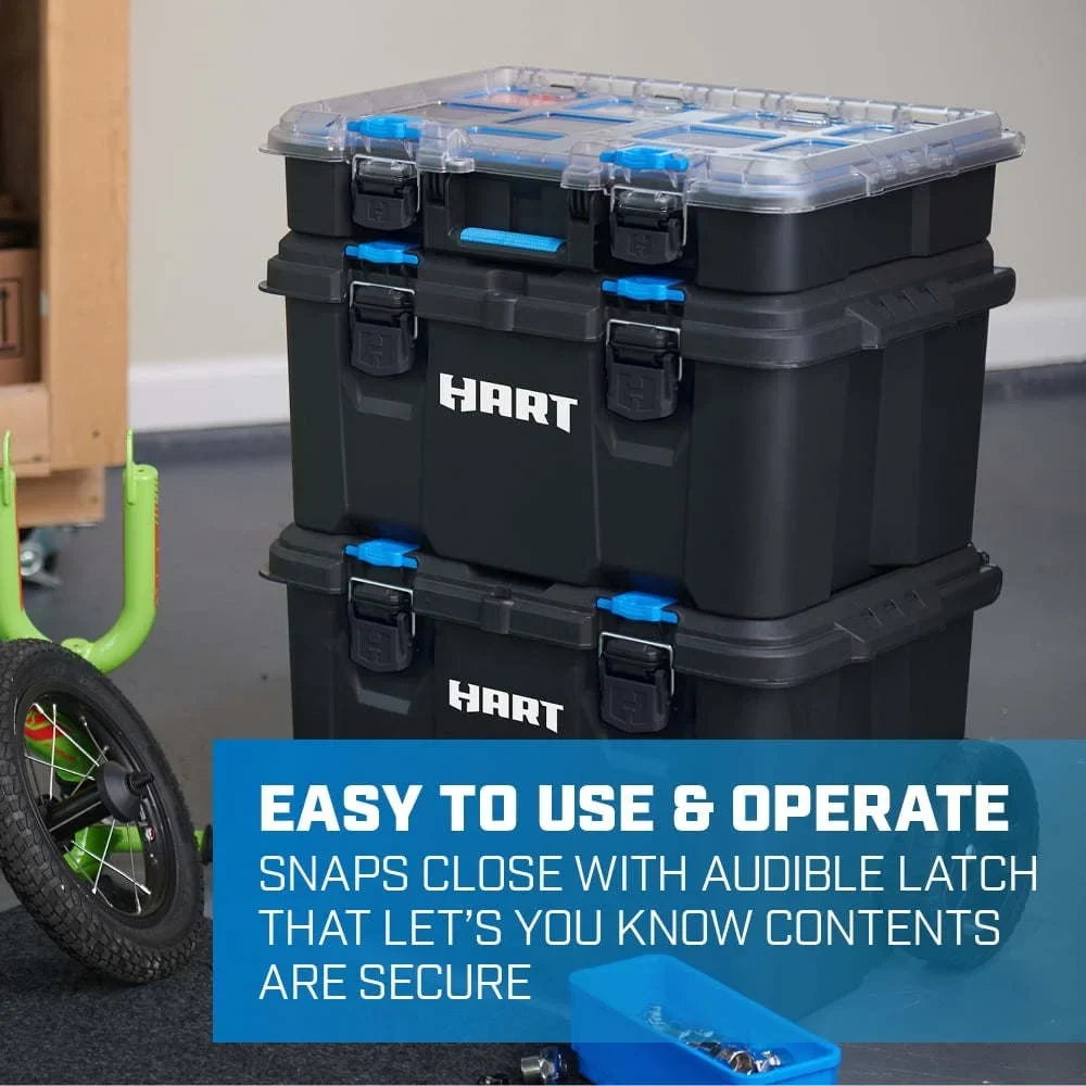 Stack System, Mobile Toolbox Storage and Organization, 3 Piece Resin Plastic Modular Toolbox System