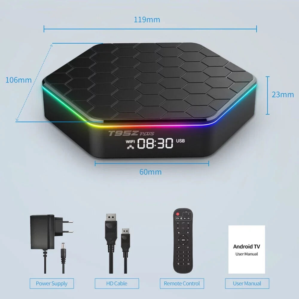 JLLOM Quad Core 8K HD Video 64GB Memory 6K Stream Player 2023 T95Z Plus Smart Android 12.0 TV Box