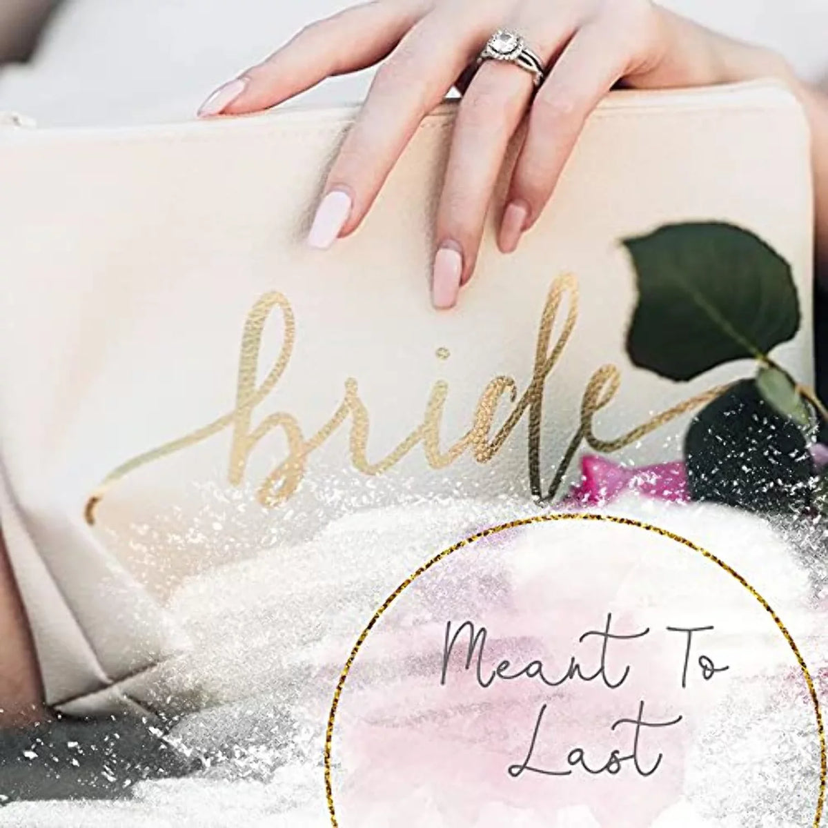11 Piece Set of Cream Beige Faux Leather Bride and Bridal Party Leather Makeup Bags Bachelorette Parties, Weddings, and Bridal Showers