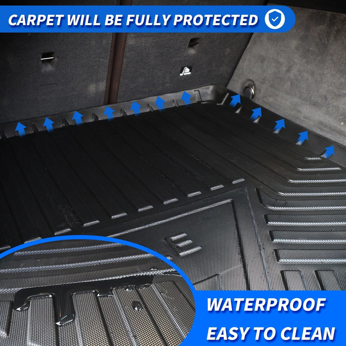 Cargo Liner Fit 2020 Tesla Model Y 7-Seat All Rear Trunk Wrap Cargo Tray Floor Mat Tesla Model Y 2020 SUV Accessory , Black