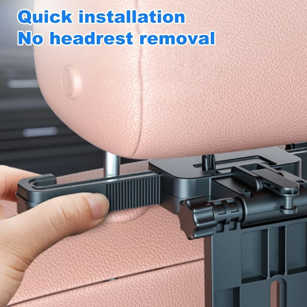 Carevas Adjustable Car Seat Travel Table Multifunctional Foldable Car Back Seat Food Tray, Car Table with Phone Holder Working, Writing, Eating Black