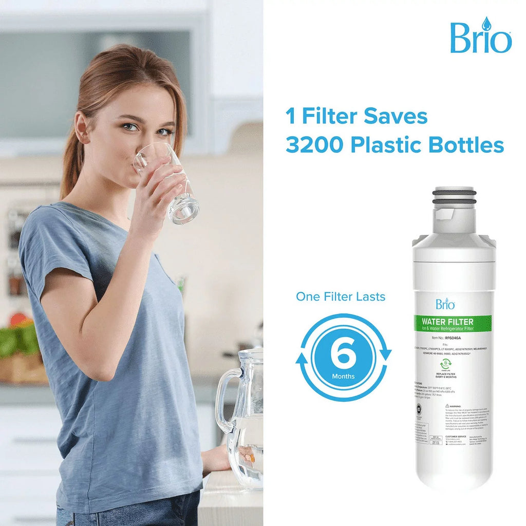 Brio Refrigerator Water Filter Replacement 3 Pack With LGLT1000P, LT1000PC, LT1000PCS, LT-1000PC