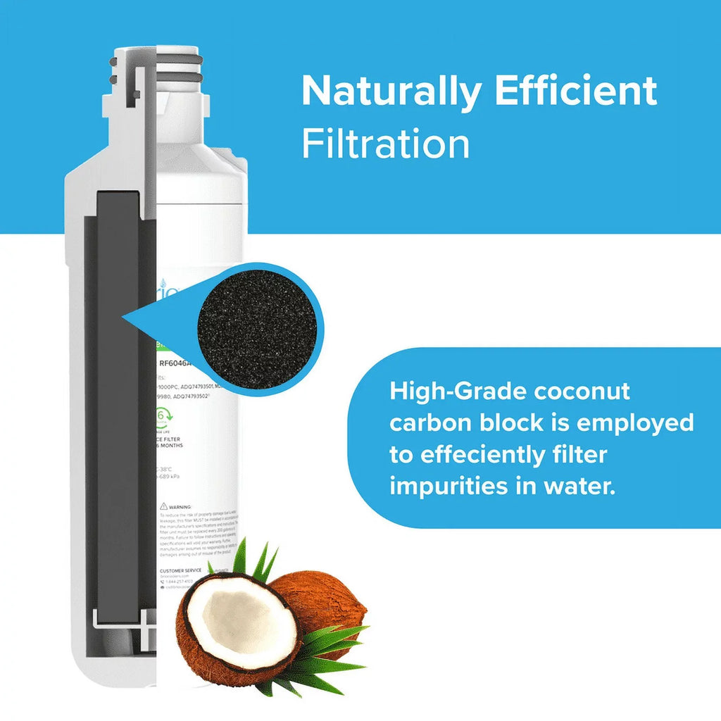 Brio Refrigerator Water Filter Replacement 3 Pack With LGLT1000P, LT1000PC, LT1000PCS, LT-1000PC