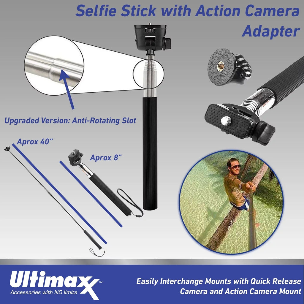 Ultimaxx Starter Insta360 GO 2 Action Camera Bundle - Includes: Action Camera Frame Adapter, Selfie-Stick, Floating Wrist Strap & Much More